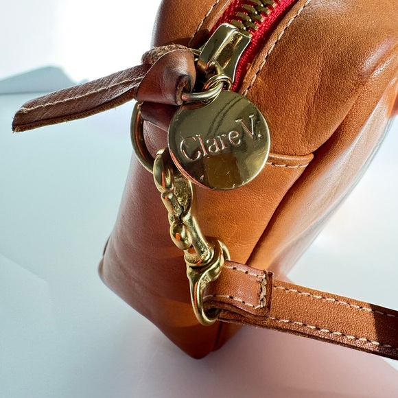 Clare V Midi Sac Natural with Stripes Leather Crossbody Bag - Picture 7 of 15